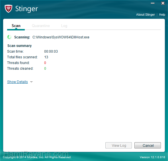 McAfee Labs Stinger 12.1.0.3164 Antivirus Image 3