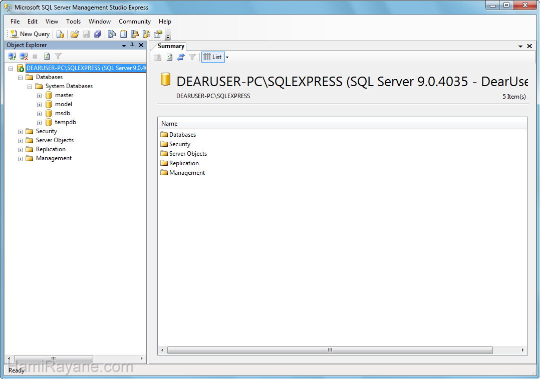 SQL Server 2008 Management Studio Express Bild 9